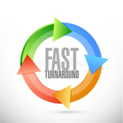 A fast turnaround icon with circular arrows